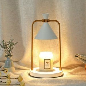 White Electric Candle Warmer with Timer and dimmable Light